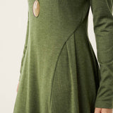 Vestido Maxi de Gola Alta com Pregas Esculpidas em Lã BRIAR