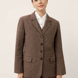 Blazer DAPHNE de Fato com Riscas de Lã e Lapela Serrilhada