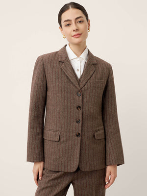 Blazer DAPHNE de Fato com Riscas de Lã e Lapela Serrilhada