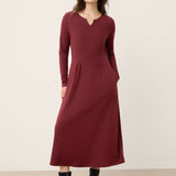 Vestido Midi Esculpido com Pregas Invertidas em Lã Liocel DARIA