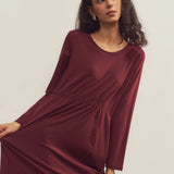 Vestido de Lã Merino com Detalhes Franzidos na Cintura