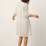 Vestido Midi Plissado Assimétrico Frontal Deconstructed em Linho-Liocel EULALIE