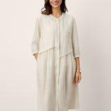 Vestido Midi Plissado Assimétrico Frontal Deconstructed em Linho-Liocel EULALIE