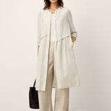 Vestido Midi Plissado Assimétrico Frontal Deconstructed em Linho-Liocel EULALIE