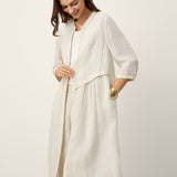 Vestido Midi Plissado Assimétrico Frontal Deconstructed em Linho-Liocel EULALIE