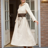 Vestido Maxi Pullover com Capuz em Linho 100% REBECCA